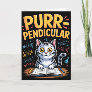 Cartão Purr-pendicular Matemática Gato Trocadilho 