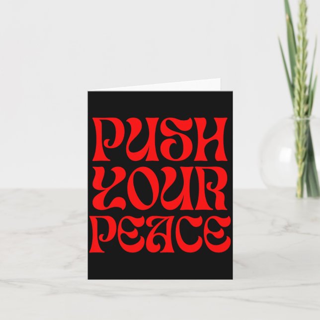 Cartão Push Your Peace Sritual Funny Cool Retro Outfit  (Frente)