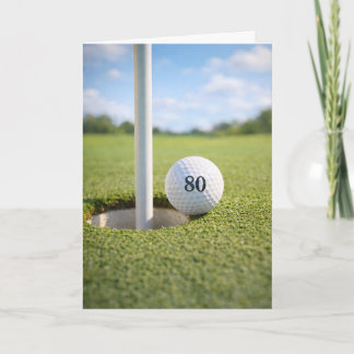 Cartão Putt de golfe de 80º aniversário na borda