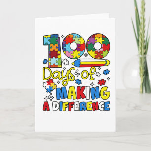 Cartão Puzzle Cute 100 Dias Fazendo a Diferença Inclusão