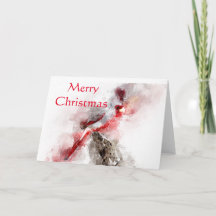 Pyrrhuloxia watercolor Merry Christmas