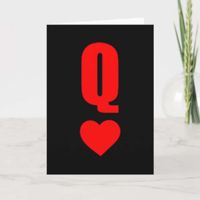 Cartão Q Card Queen Hearts Matching Couple Saint Valentin (Frente)