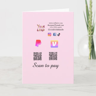 Cartão Q R code PayPal venmo scan pay add social media de