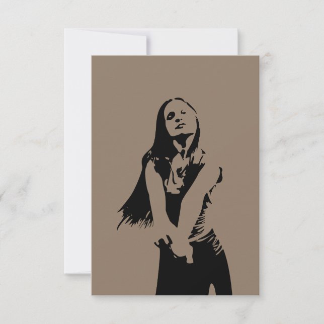 Cartão Qr Code Fashionable Black Dancing Girl (Frente)