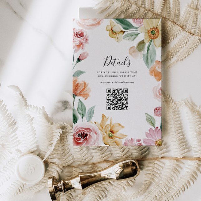 Cartão QR de Detalhes do Convite de Casamento Soft (Criador carregado)