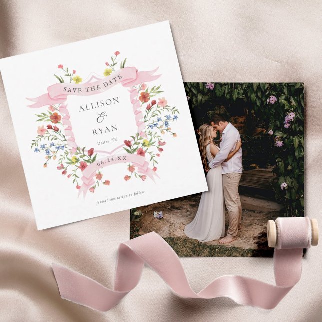 Cartão Quadrado de Casamento com Flores Silvestres (Criador carregado)