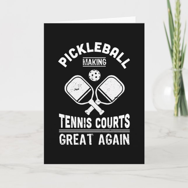 Cartão Quadras de Tênis de Pickleball Engraçadas Presente (Frente)