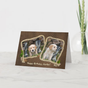 Cartão Quadro de Corda do ouro Retriever para Aniversário