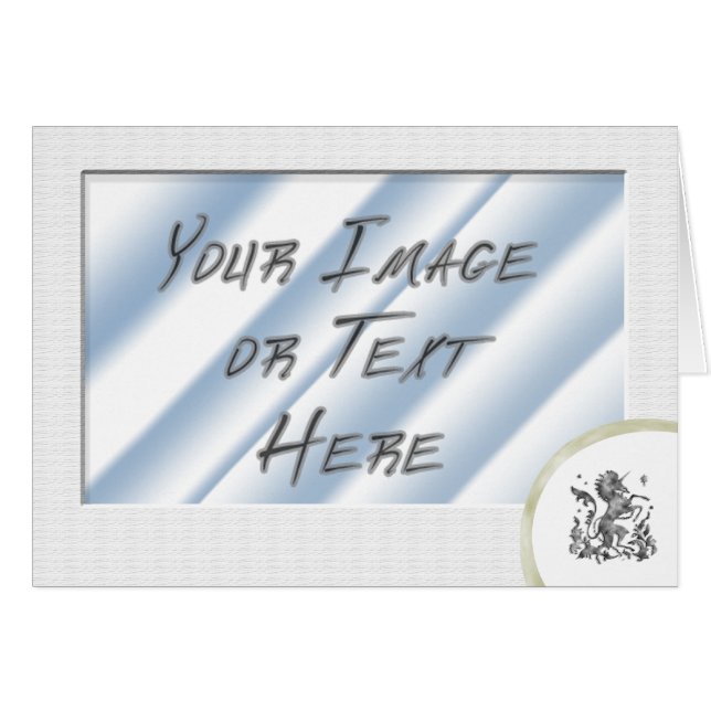 Cartão Quadro de Foto Branco Simples com Unicórnio Heráld (Frente Horizontal)