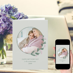 Cartão Quadro de Foto de Flor Silvestre Rosa Feliz Dia da