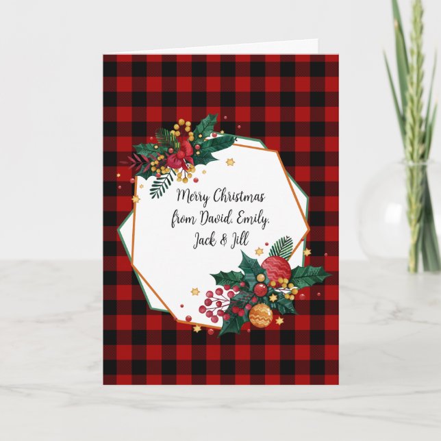 Cartão Quadro de Natal da Família com Nomes (Frente)