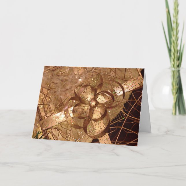 Cartão Quadro de Natal de Arco Dourado 7x5 (Frente)