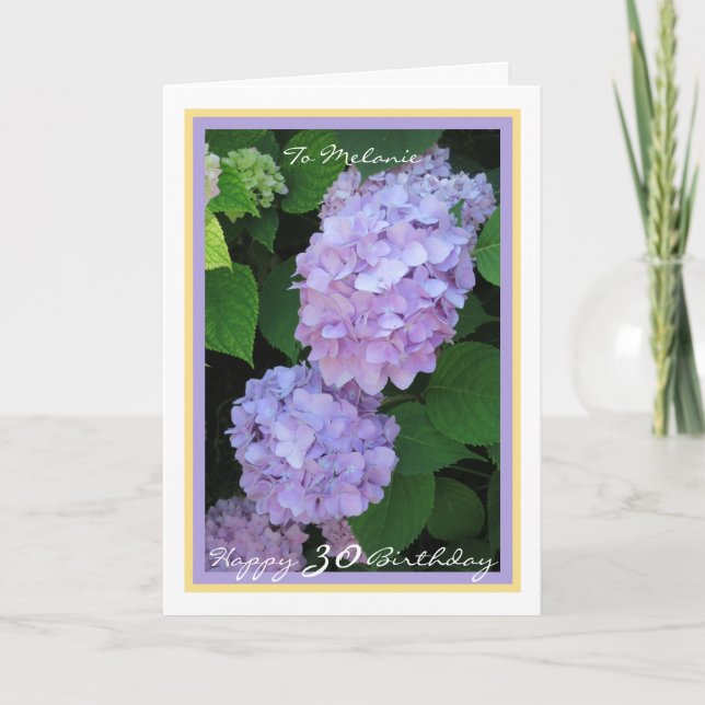 Cartão Quadro de Ouro Moderno Melanie Hydrangeas Bday (Frente)