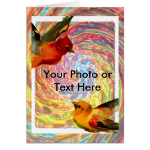 Cartão Quadro de Pássaros 2, sua foto ou texto aqui