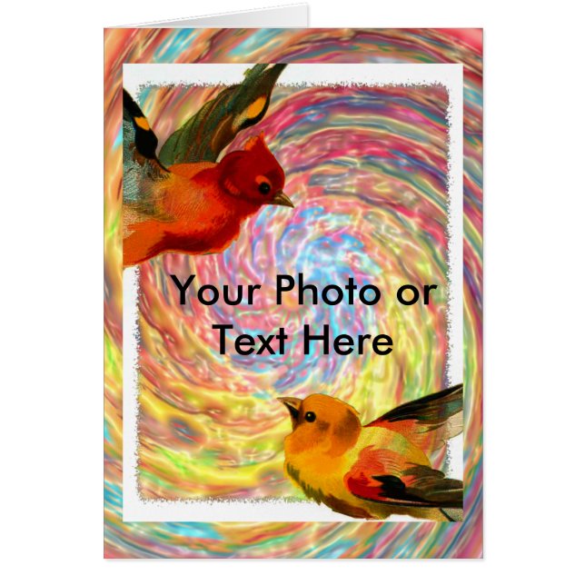 Cartão Quadro de Pássaros 2, sua foto ou texto aqui (Frente)