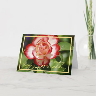 Cartão Quadro Dourado Elegante Rosa de aniversário de 40 