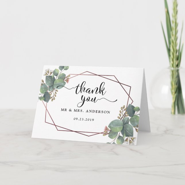 Cartão Quadro geométrico Eucalyptus rosa gold (Frente)