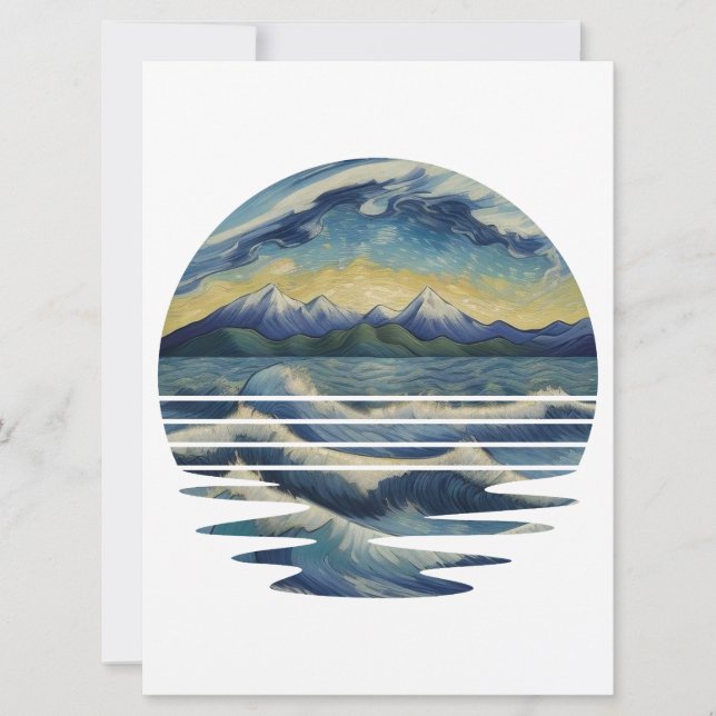 Cartão Quadros De Estilo Van Gogh, Um Mar Ao Sol (Frente)