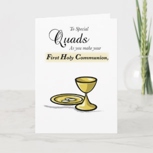 Cartão Quads First Communion Dourada chalice, Paten