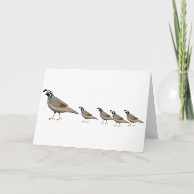 Cartão Quail Family Greeting Card (Frente)