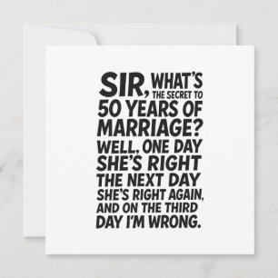 Cartão Qual é o Segredo para 50 Anos de Casamento