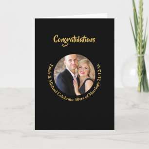 Cartão Qualquer Aniversário de Casamento Preto Mármore Do