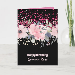 Cartão QUALQUER COCASION Girly Rosegold Glitter Rosa