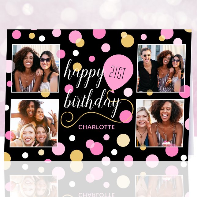 Cartão Qualquer Idade Feliz Aniversário Foto Personalizad (Criador carregado)