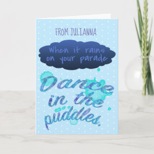 Cartão Quando chove inspiração, citação de encorajamento
