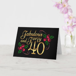 Cartão Quarenta e Fabuloso Rosas Vermelhas Douradas Anive