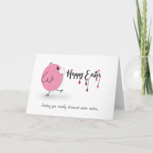 Cartão quarentena divertida Ovos de Páscoa galinha/máscar