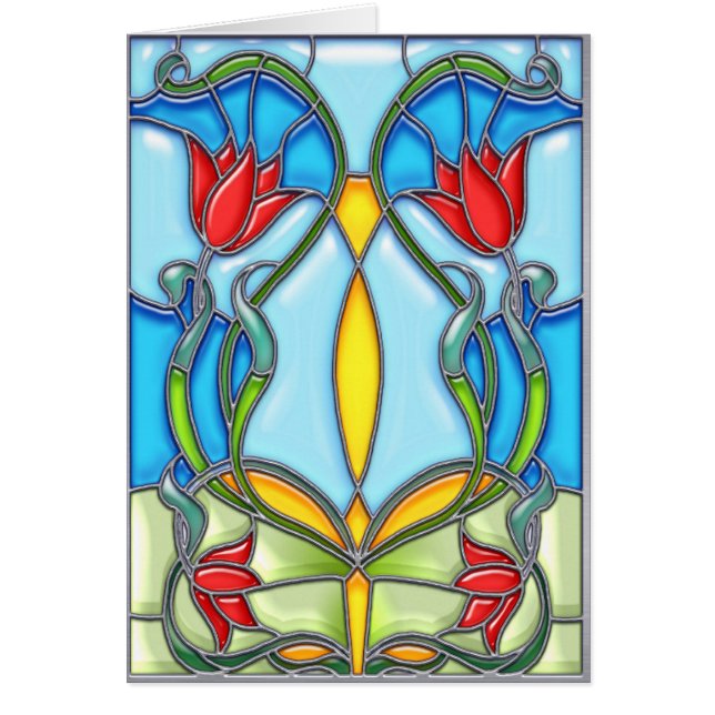 Cartão Quarteto de tulipas vermelhas (Frente)