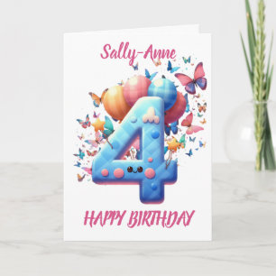 CARTÃO QUARTO ANIVERSÁRIO BALÕES FELIZES ANIVERSÁRIO