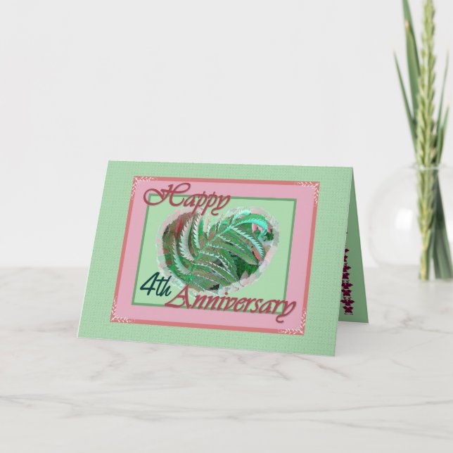 Cartão Quarto Aniversário de Casamento Coração Cheio de S (Frente)