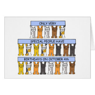 Cartão Quarto de Outubro Gatos de Cartoon