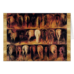 Cartão Quartos traseiros dos cavalos, pergaminho castanho