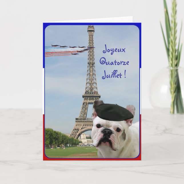 Cartão Quatorze Juillet French Bulldog greeting card (Frente)