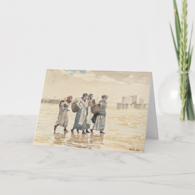 Cartão Quatro esposas de peixes na praia | Winslow Homer (Frente)