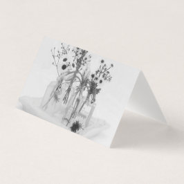 Cartão Quatro Garrafas e Flores Brancas