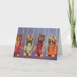 Cartão Quatro gatos em baloiços