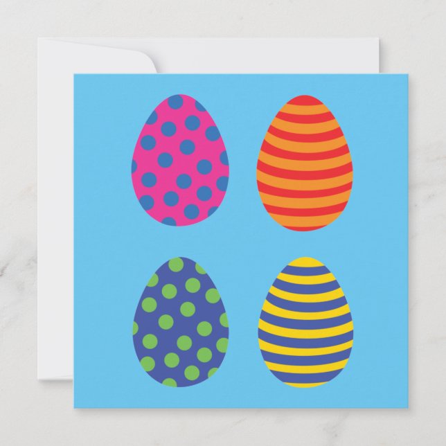 Cartão Quatro Ovos Coloridos de Páscoa (Frente)