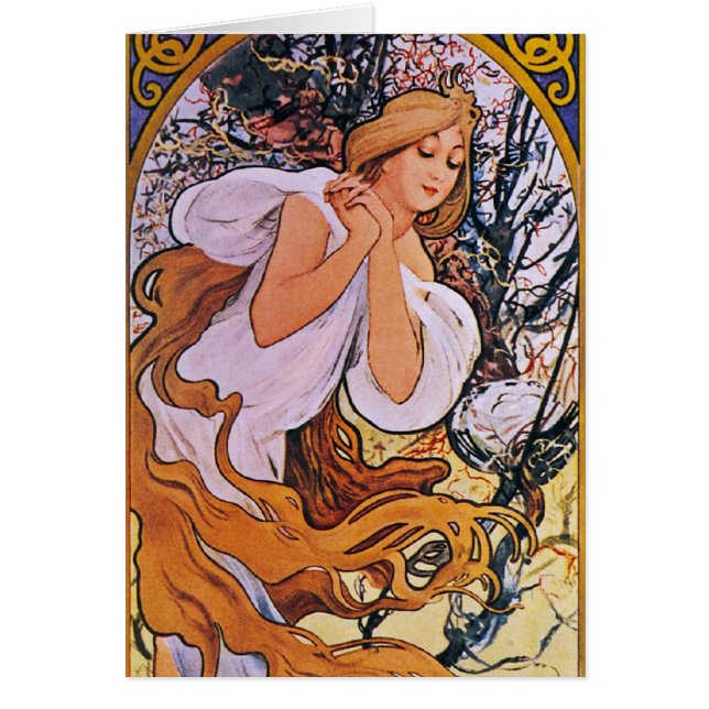 Cartão Quatro Sasons Alfons Mucha (Frente)