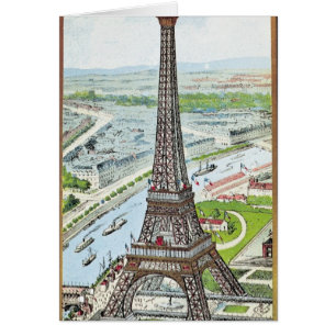 Cartão que descreve a torre Eiffel