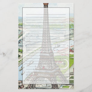 Cartão que descreve a torre Eiffel