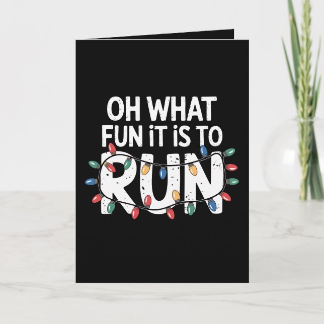 Cartão Que Diversão É Correr Runner de Luzes de Natal (Frente)