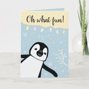 Cartão Que Divertido Pinguim Natal da família Foto