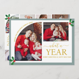 Cartão Que Dourado Natal de Colagem de Fotos Múltiplas po