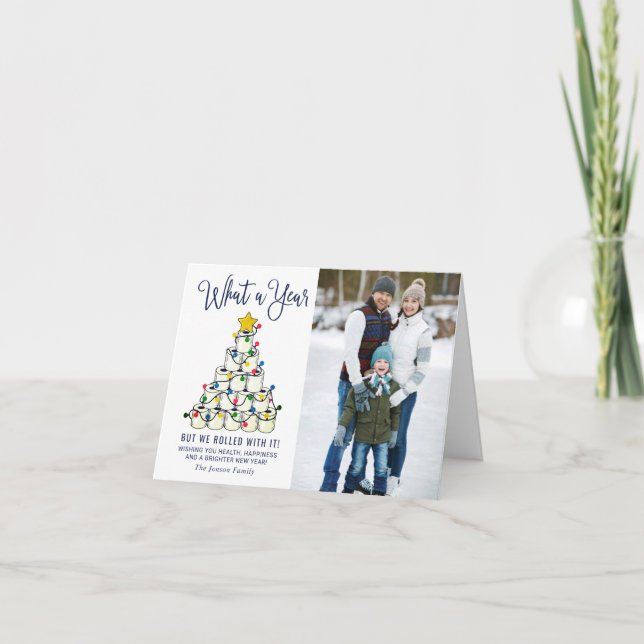 Cartão Que Natal de Ano 2 Saudação Fotográfica (Frente)