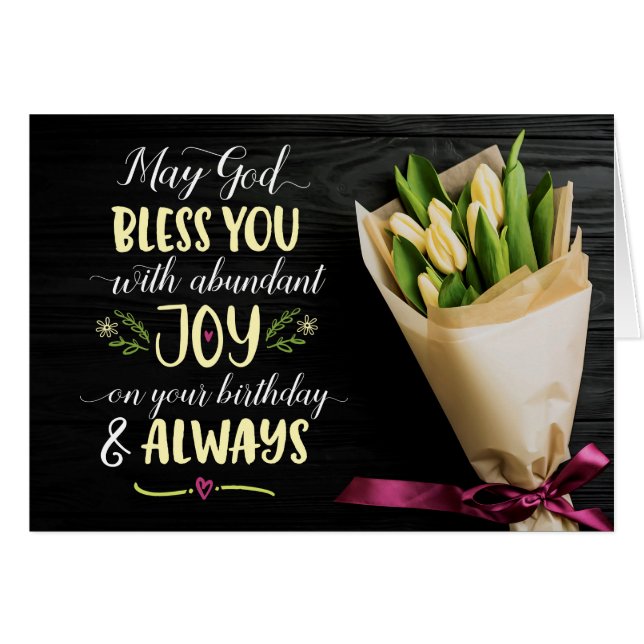 Cartão Que te Deus abençoe com alegria no seu aniversário (Frente Horizontal)