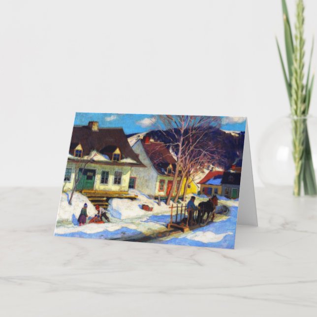 Cartão Quebec Village Street, Winter Clarence Gagnon (Frente)